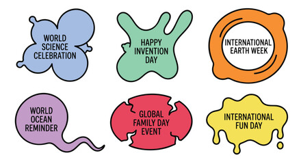 Colorful illustrations of various international celebration and awareness days