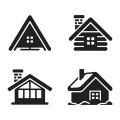 Minimal cabin house icon representing peaceful rural living