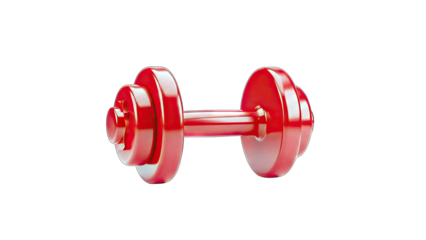 Red Dumbbell Isolated on White Background for Fitness