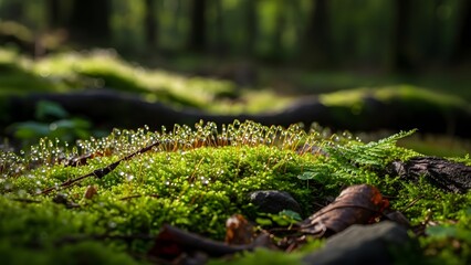 Obraz premium Vibrant moss covered forest floor