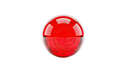 Red Glass Sphere Floating on White Background