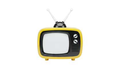 Retro Yellow TV Isolated on White Background