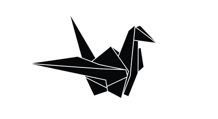 A striking black and white image of a meticulously folded origami crane