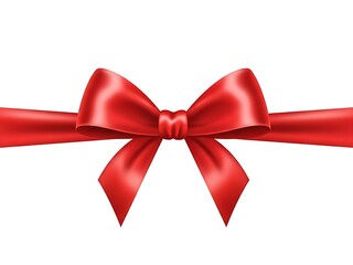 Red Satin Ribbon Bow Isolated on White Background red bow gift