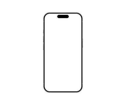 Smart phone mockup blank isolated, device front view with transparent screen