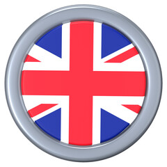 The Union Jack in a circular frame 3D Icon Illustration. Low Poly Style.