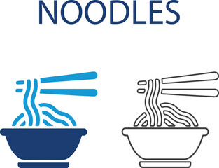 Noodles icons, Line art, vector illustration