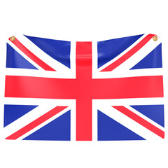 Flat Union Jack attached to a pole 3D Icon Illustration. Low Poly Style.
