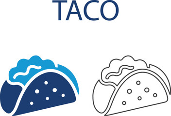 Taco icons, Line art, vector illustration