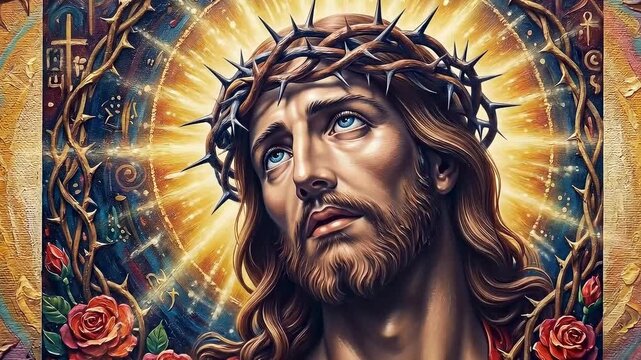 Vintage Engraving Illustration of Jesus Christ Wearing the Crown of Thorns