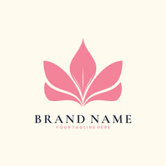 Elegant pink lotus flower logo vector design