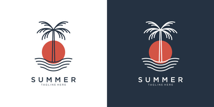 Minimalist summer beach logo design
