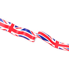 Horizontal and wavy Union Jack ribbon 3D Icon Illustration. Low Poly Style.