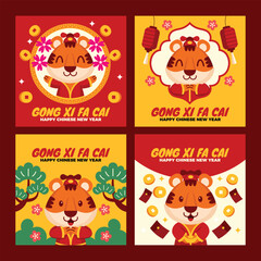 Fototapeta premium Chinese new year greeting card with Asian traditional decoration. Happy New Year