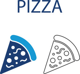 Pizza icons, Line art, vector illustration