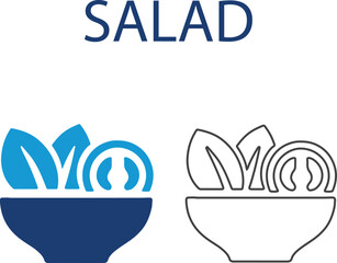 Salad icons, Line art, vector illustration