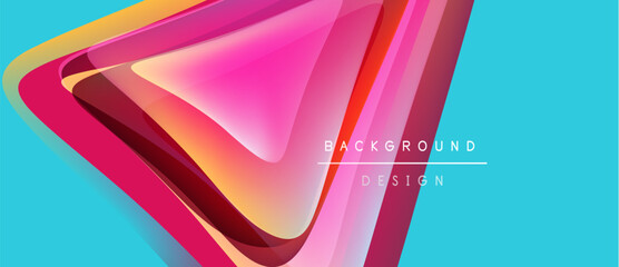 Abstract geometric design. Vibrant pink layers overlap turquoise background. Modern aesthetic, clean lines, dynamic composition.