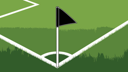Detailed Illustration of a Football Field Corner Kick Area with Corner Flag and Green Grass © ZAENAL
