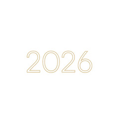 Elegant gold outline of the year 2026 on a clean white background