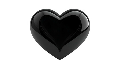 Glossy, black heart shape against black background