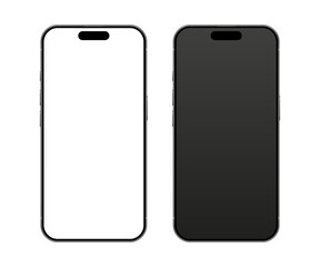 Naklejka na ściany i meble iPhone 16 or 17 Pro Max mobile phone devices mockup with white and black screen. Smartphone layout template isolated