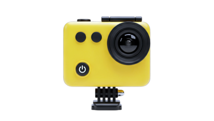 Yellow Action Camera Isolated on White Background