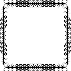 Vintage decorative frame in Gothic style - elegant black frame on transparent background, PNG, 300 DPI, middle ages, hallowen, Christmas.