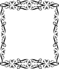 Vintage decorative frame in Gothic style - elegant black frame on transparent background, PNG, 300 DPI, middle ages, hallowen, Christmas.