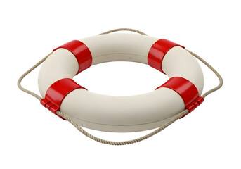Lifebuoy isolated on white, marine safety and rescue equipment