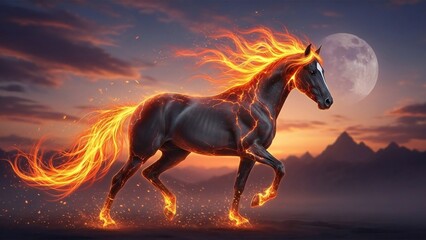horse in sunset