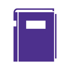 Purple book icon on white background