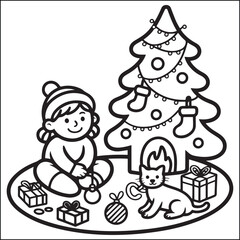 Cozy girls season black and white coloring pages