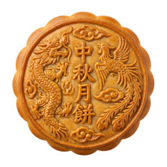 Traditional Chinese Mooncake with Dragon and Phoenix Design