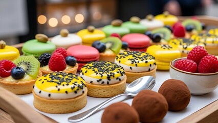 Assorted desserts on a tray