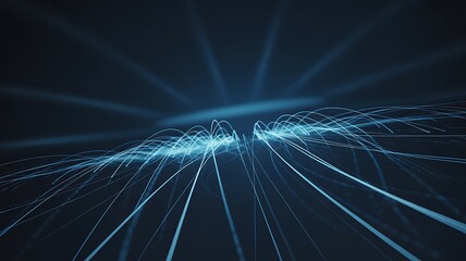Abstract Blue Light Streaks Converging Towards a Central Point lines