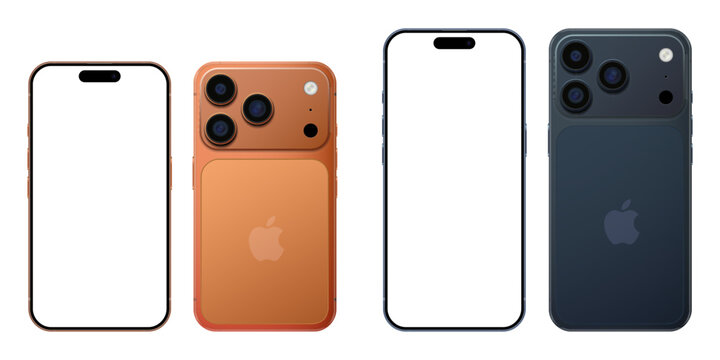 iPhone 17 Pro and iPhone 17 Pro Max mockup. Iphone mockup screen front view