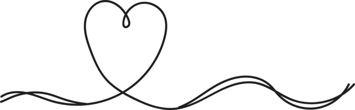 Naklejki Continuous one line drawing of a heart minimalist love illustration.