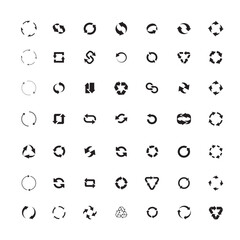 A set of black arrows for refreshing, recycling, downloading data, and presentations. Collection icons