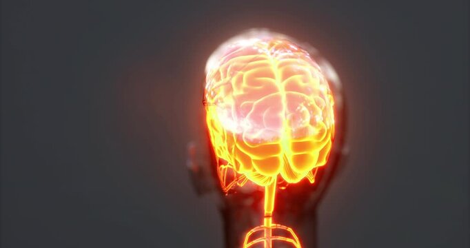 A detailed visualization reveals sections of the brain, highlighting key anatomical features and neural pathways. This representation aids in understanding brain functions and structures.