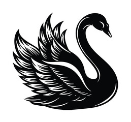Swan black silhouette illustration Vector © Ripon