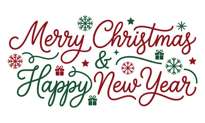 Festive merry christmas and happy new year holiday greeting