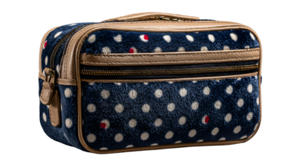 Navy blue polka dot cosmetic bag