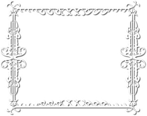 Vintage decorative frame in Gothic style - elegant white frame on transparent background, PNG, 300 DPI, middle ages, hallowen, Christmas.