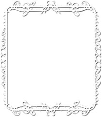 Vintage decorative frame in Gothic style - elegant white frame on transparent background, PNG, 300 DPI, middle ages, hallowen, Christmas.