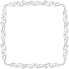 Vintage decorative frame in Gothic style - elegant white frame on transparent background, PNG, 300 DPI, middle ages, hallowen, Christmas.