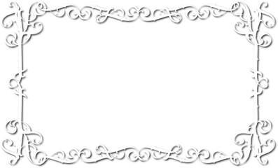 Vintage decorative frame in Gothic style - elegant white frame on transparent background, PNG, 300 DPI, middle ages, hallowen, Christmas.