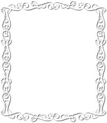 Vintage decorative frame in Gothic style - elegant white frame on transparent background, PNG, 300 DPI, middle ages, hallowen, Christmas.