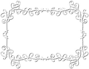 Vintage decorative frame in Gothic style - elegant white frame on transparent background, PNG, 300 DPI, middle ages, hallowen, Christmas.