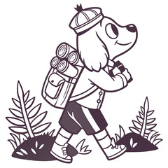 Excited American Water Spaniel with with a tiny crown, set in a charming Forest adventure theme – Evergreen Trails color vector art