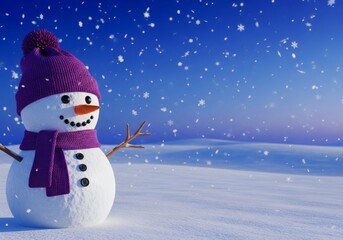 Cheerful Snowman in Winter Wonderland